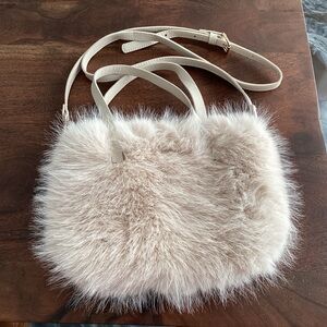 Elegant Cream Fur Shoulder Bag - NWOT